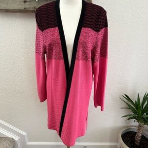 Exclusively Misook pink open‎ front cardigan sweater ladies size XL